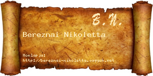 Bereznai Nikoletta névjegykártya