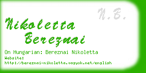 nikoletta bereznai business card